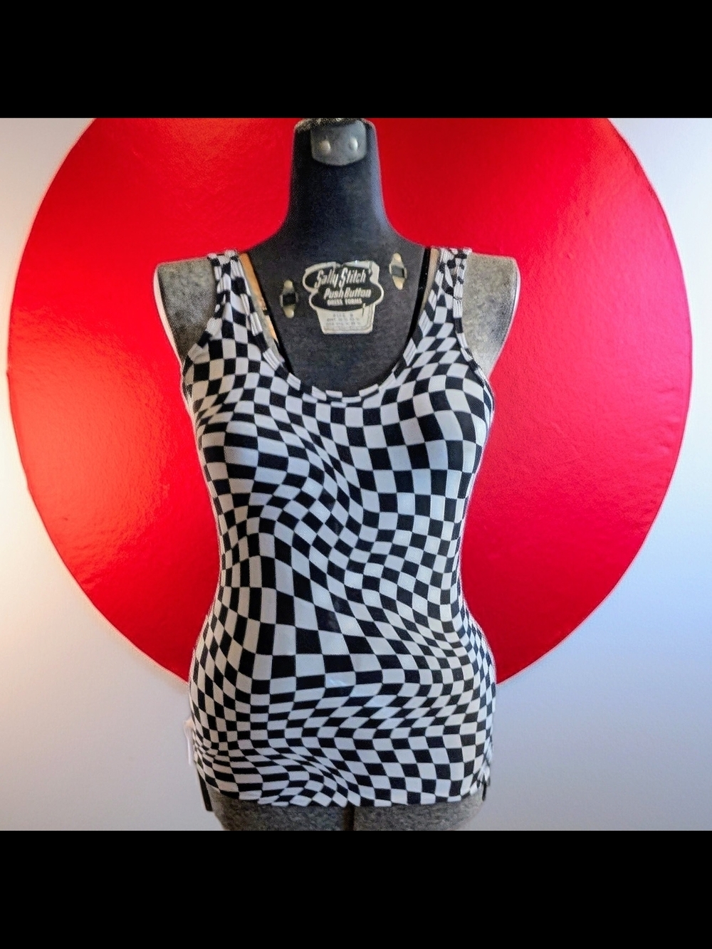 No Boundaries Black & White Checkerboard Illusion Tank Size M